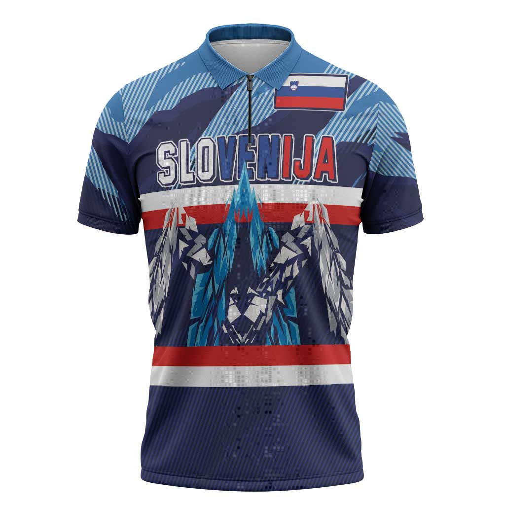 Custom Slovenia Sport Fan Jersey Zipper Polo Shirt Broken Ice Style Patterns - Wonder Print Shop