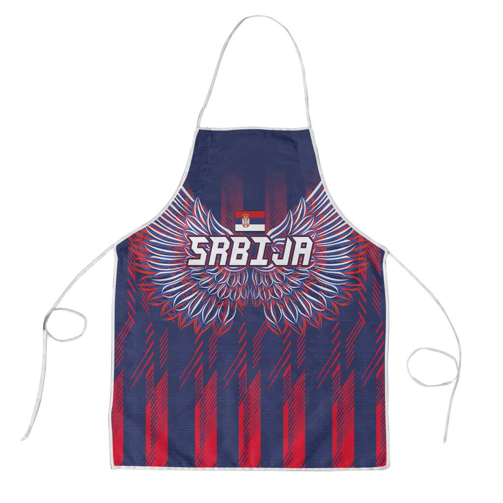 Serbia Sport Fan Jersey Apron Eagle Wings with Sporty Stripes Style - Wonder Print Shop