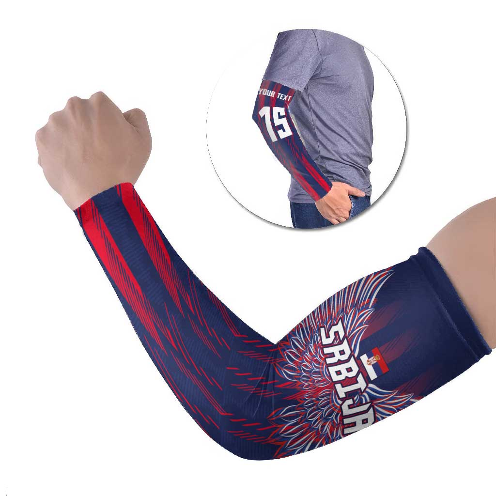 Serbia Sport Fan Jersey Arm Sleeves Eagle Wings with Sporty Stripes Style - Wonder Print Shop