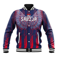 Custom Serbia Sport Fan Jersey Baseball Jacket Eagle Wings with Sporty Stripes Style - Wonder Print Shop