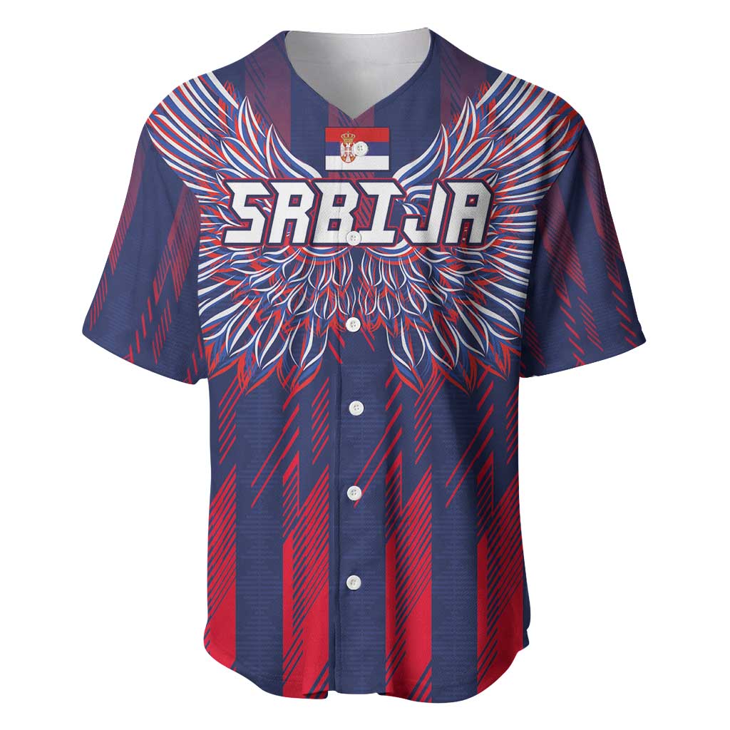 Custom Serbia Sport Fan Jersey Baseball Jersey Eagle Wings with Sporty Stripes Style - Wonder Print Shop