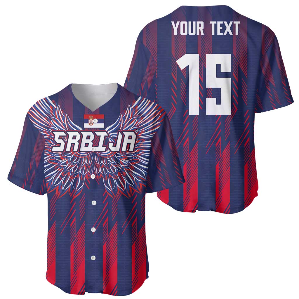Custom Serbia Sport Fan Jersey Baseball Jersey Eagle Wings with Sporty Stripes Style - Wonder Print Shop