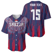 Custom Serbia Sport Fan Jersey Baseball Jersey Eagle Wings with Sporty Stripes Style - Wonder Print Shop