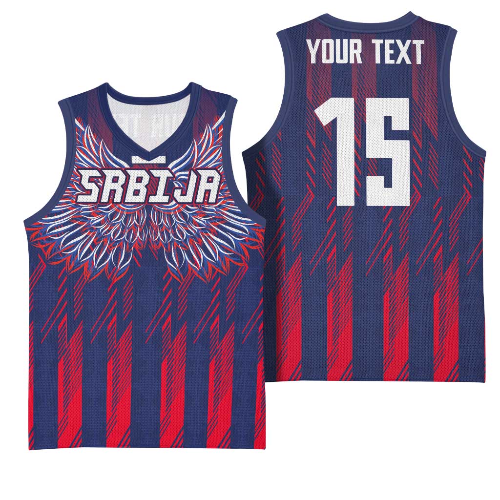 Custom Serbia Sport Fan Jersey Basketball Jersey Eagle Wings with Sporty Stripes Style - Wonder Print Shop