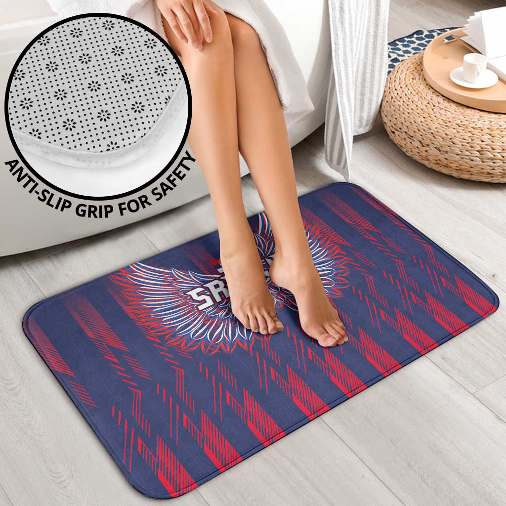 Serbia Sport Fan Jersey Bathroom Set Eagle Wings with Sporty Stripes Style - Wonder Print Shop