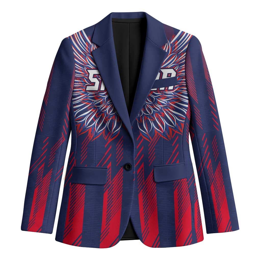 Custom Serbia Sport Fan Jersey Blazer Eagle Wings with Sporty Stripes Style - Wonder Print Shop