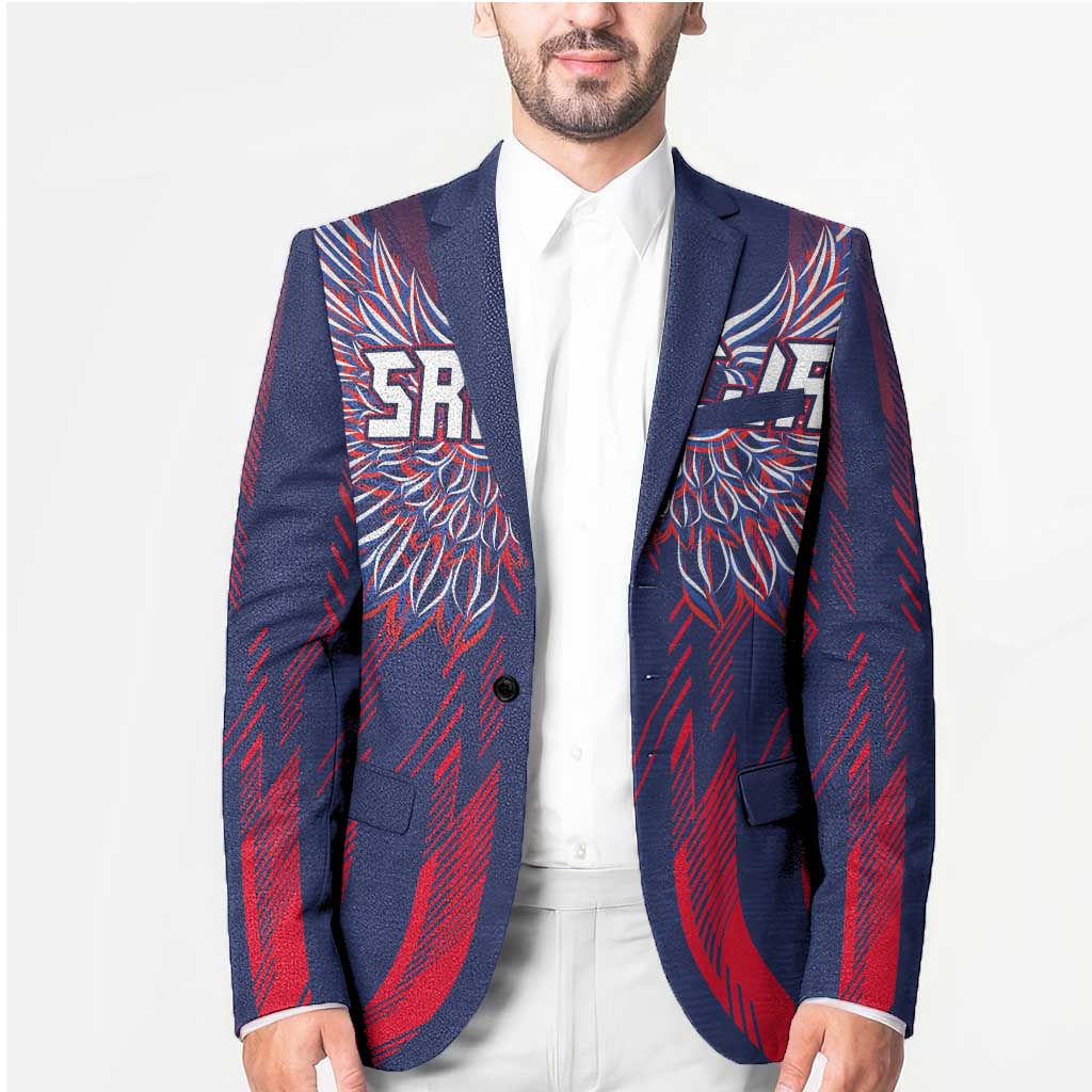 Custom Serbia Sport Fan Jersey Blazer Eagle Wings with Sporty Stripes Style - Wonder Print Shop