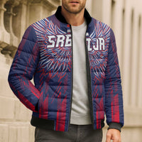 Custom Serbia Sport Fan Jersey Bomber Puffer Jacket Eagle Wings with Sporty Stripes Style - Wonder Print Shop