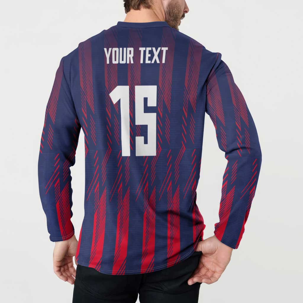 Custom Serbia Sport Fan Jersey Button Sweatshirt Eagle Wings with Sporty Stripes Style - Wonder Print Shop
