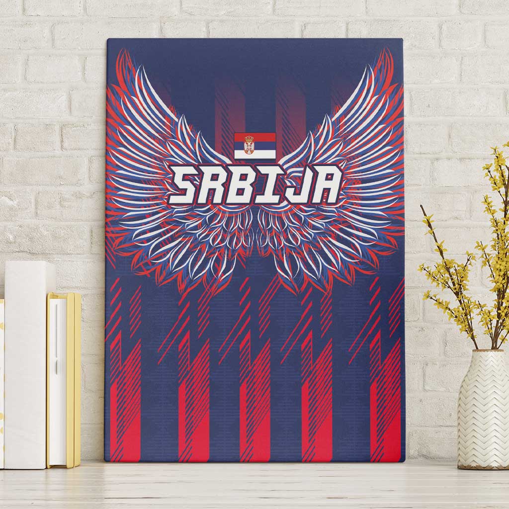 Serbia Sport Fan Jersey Canvas Wall Art Eagle Wings with Sporty Stripes Style - Wonder Print Shop