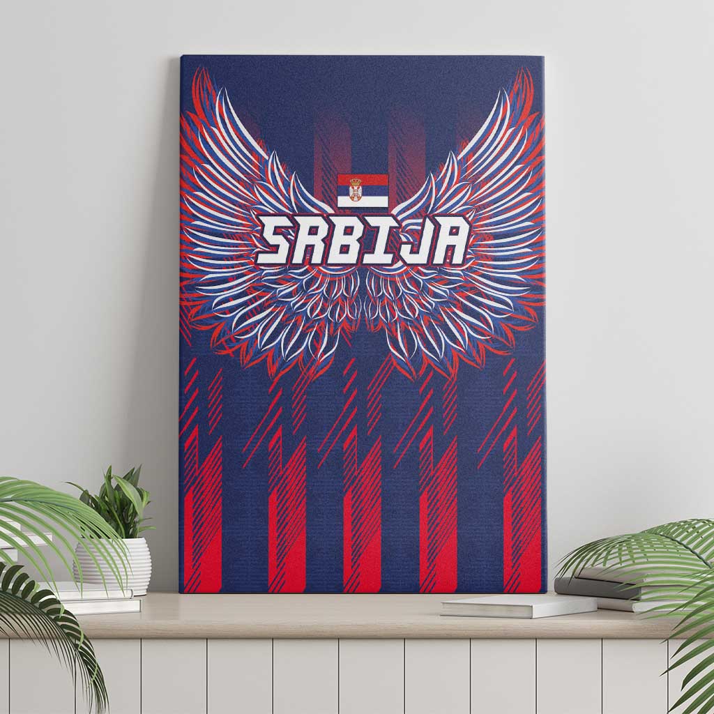 Serbia Sport Fan Jersey Canvas Wall Art Eagle Wings with Sporty Stripes Style - Wonder Print Shop
