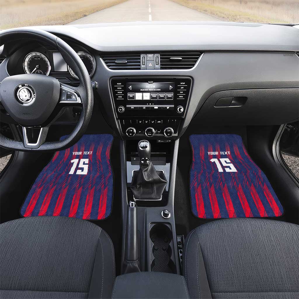 Serbia Sport Fan Jersey Car Mats Eagle Wings with Sporty Stripes Style - Wonder Print Shop