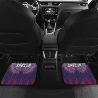 Serbia Sport Fan Jersey Car Mats Eagle Wings with Sporty Stripes Style - Wonder Print Shop