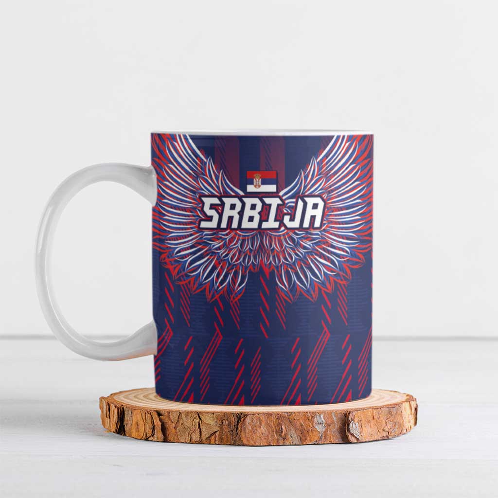 Custom Serbia Sport Fan Jersey Ceramic Mug Eagle Wings with Sporty Stripes Style - Wonder Print Shop