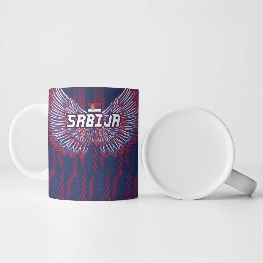 Custom Serbia Sport Fan Jersey Ceramic Mug Eagle Wings with Sporty Stripes Style - Wonder Print Shop