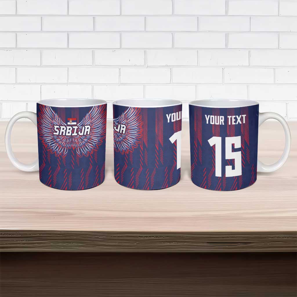 Custom Serbia Sport Fan Jersey Ceramic Mug Eagle Wings with Sporty Stripes Style - Wonder Print Shop