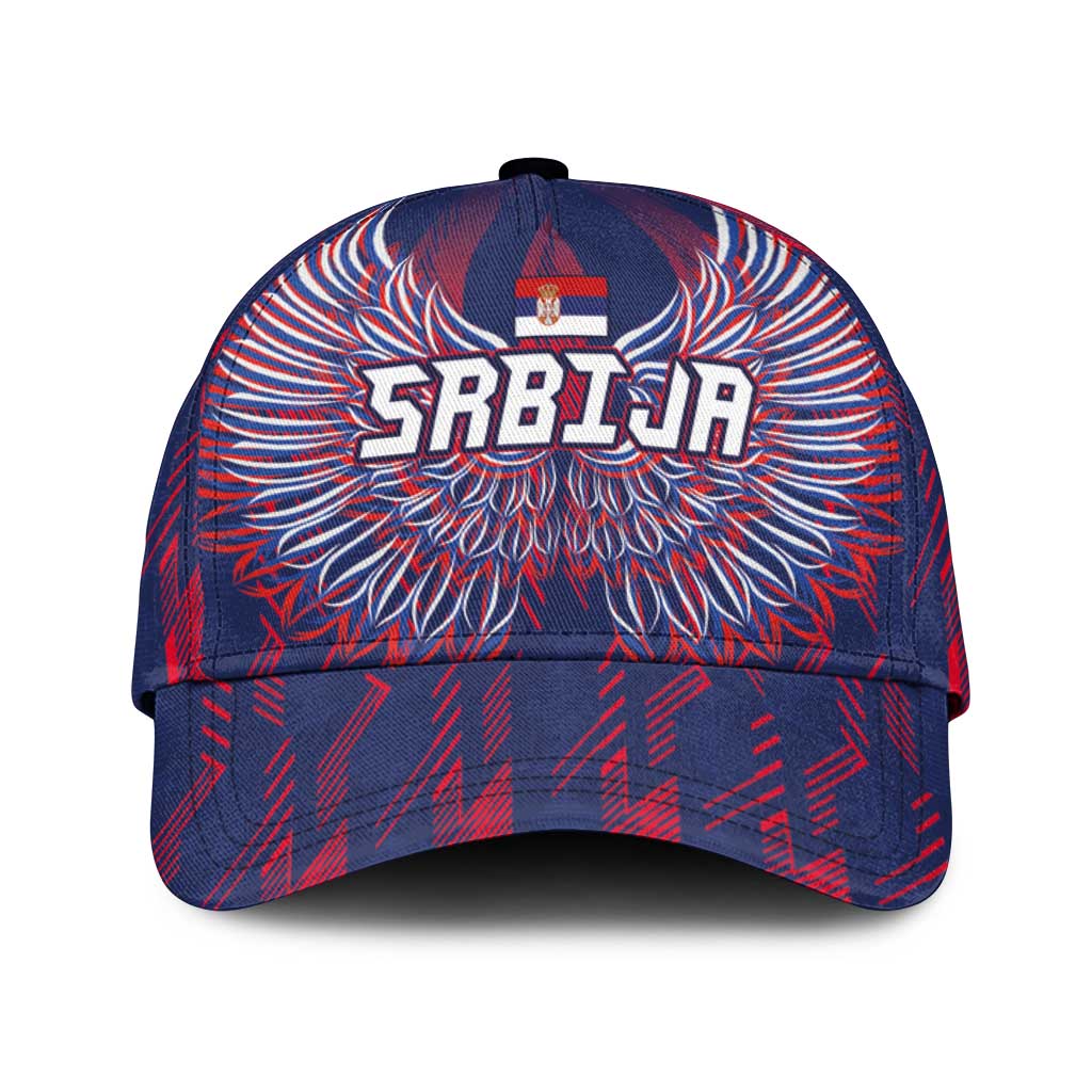 Serbia Sport Fan Jersey Classic Cap Eagle Wings with Sporty Stripes Style - Wonder Print Shop