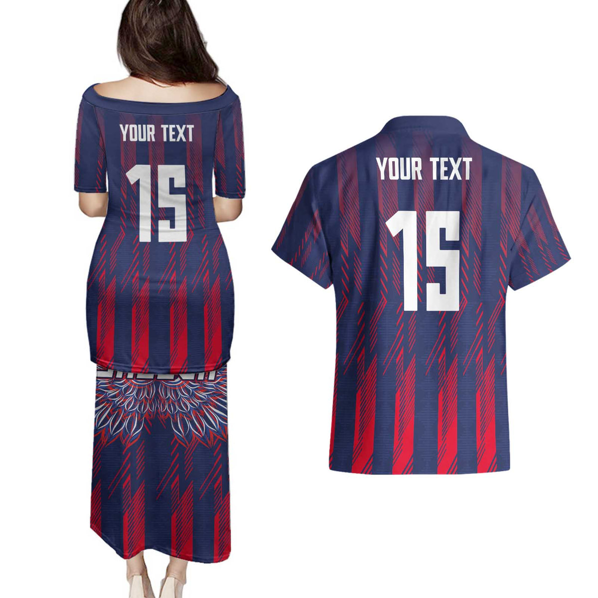 Custom Serbia Sport Fan Jersey Couples Matching Puletasi and Hawaiian Shirt Eagle Wings with Sporty Stripes Style - Wonder Print Shop