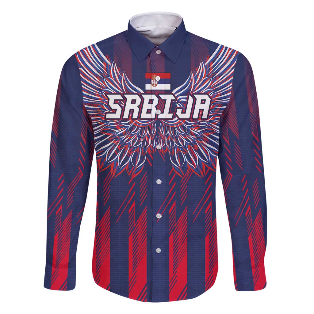 Custom Serbia Sport Fan Jersey Family Matching Long Sleeve Bodycon Dress and Hawaiian Shirt Eagle Wings with Sporty Stripes Style - Wonder Print Shop