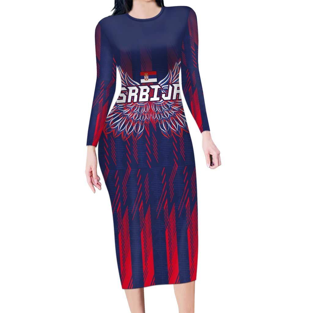 Custom Serbia Sport Fan Jersey Family Matching Long Sleeve Bodycon Dress and Hawaiian Shirt Eagle Wings with Sporty Stripes Style - Wonder Print Shop