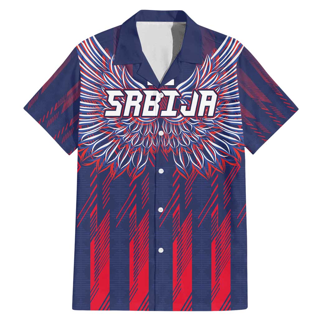 Custom Serbia Sport Fan Jersey Family Matching Mermaid Dress and Hawaiian Shirt Eagle Wings with Sporty Stripes Style - Wonder Print Shop