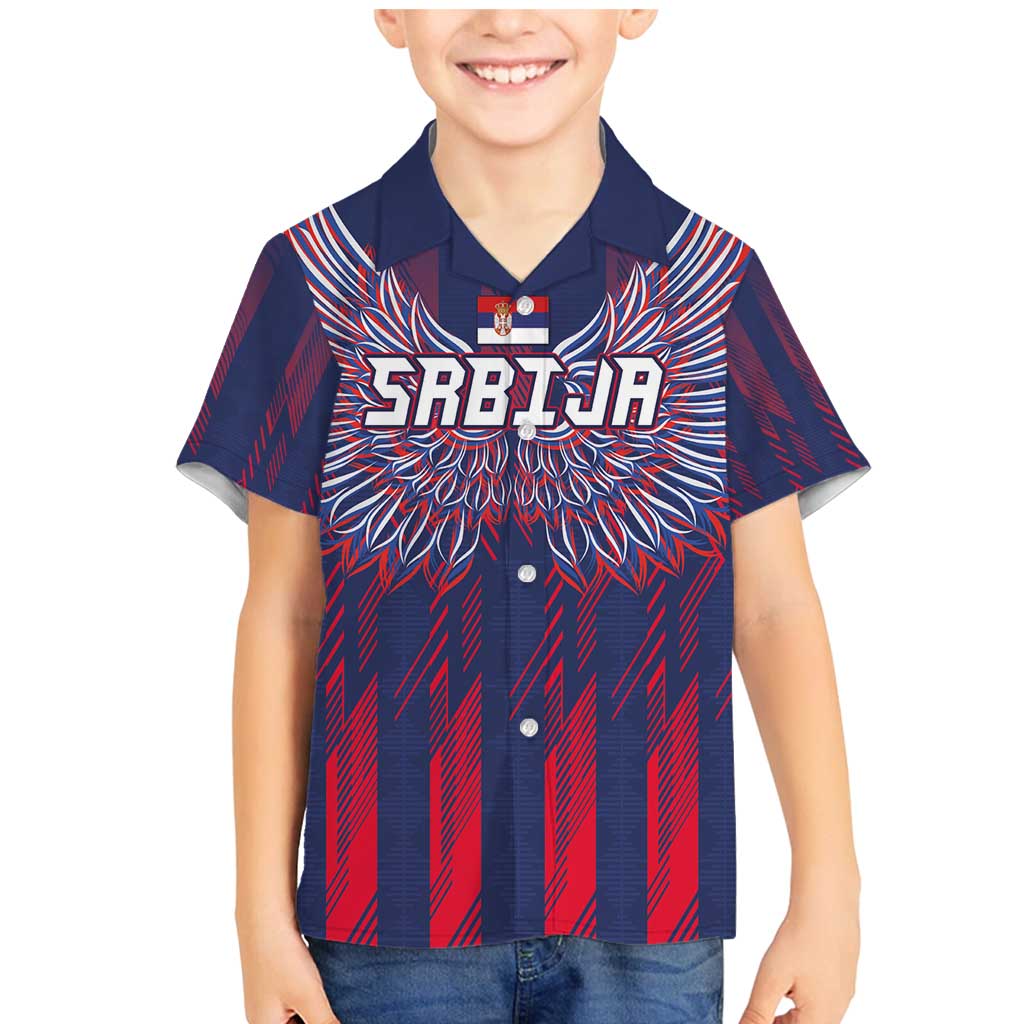 Custom Serbia Sport Fan Jersey Family Matching Mermaid Dress and Hawaiian Shirt Eagle Wings with Sporty Stripes Style - Wonder Print Shop