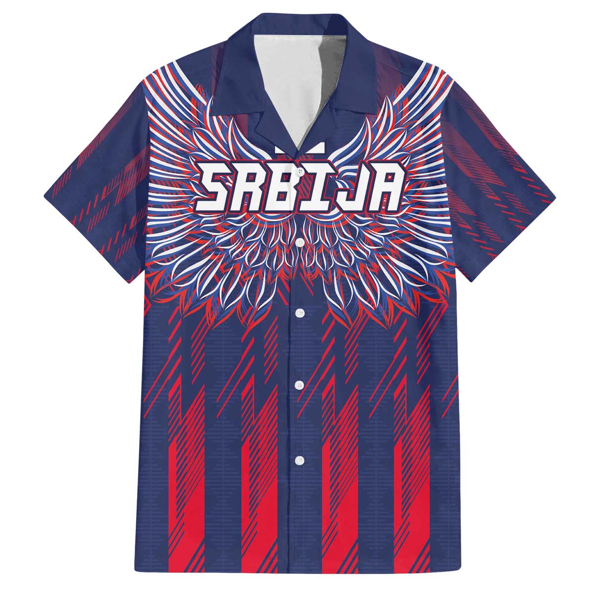 Custom Serbia Sport Fan Jersey Family Matching Off The Shoulder Long Sleeve Dress and Hawaiian Shirt Eagle Wings with Sporty Stripes Style - Wonder Print Shop