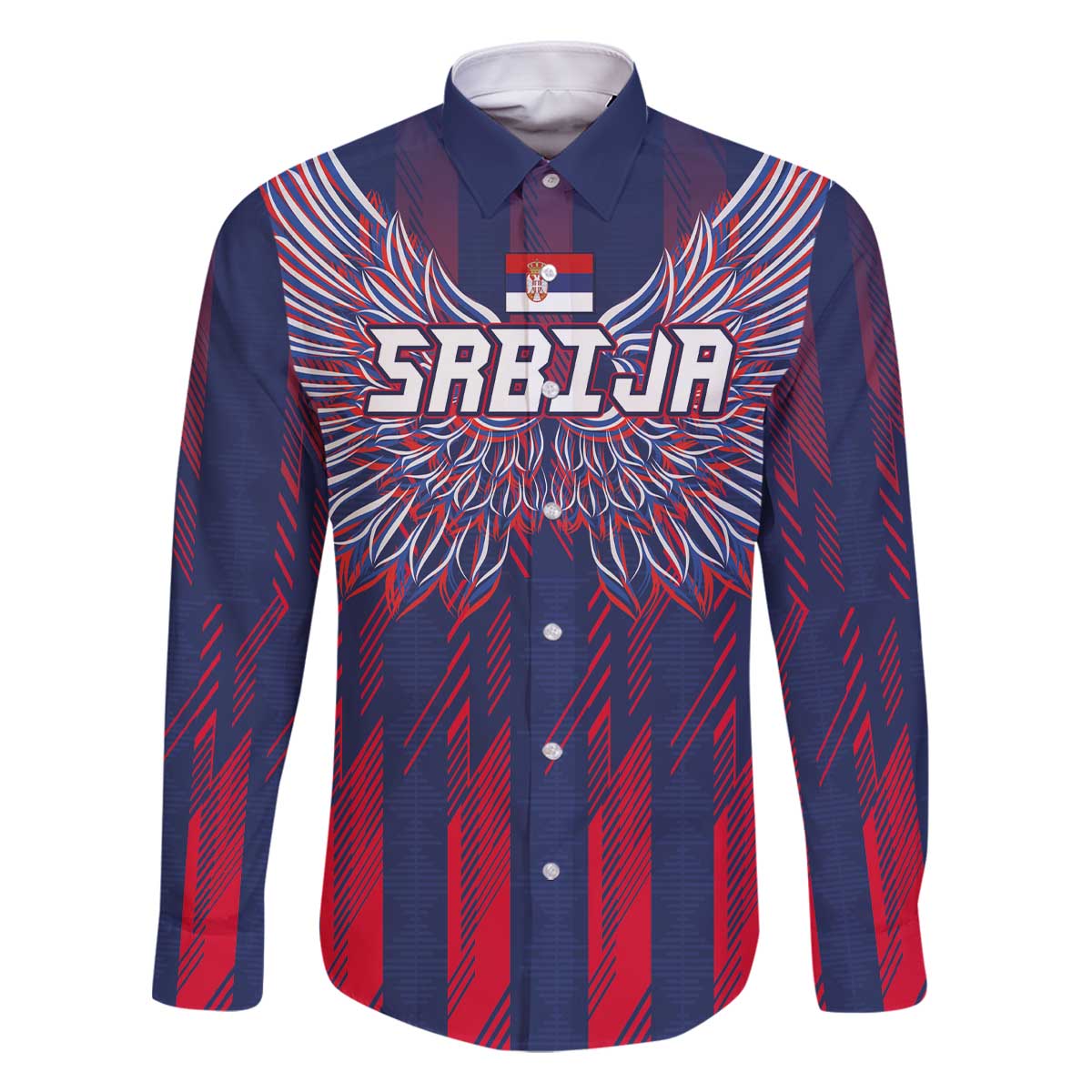 Custom Serbia Sport Fan Jersey Family Matching Off The Shoulder Long Sleeve Dress and Hawaiian Shirt Eagle Wings with Sporty Stripes Style - Wonder Print Shop