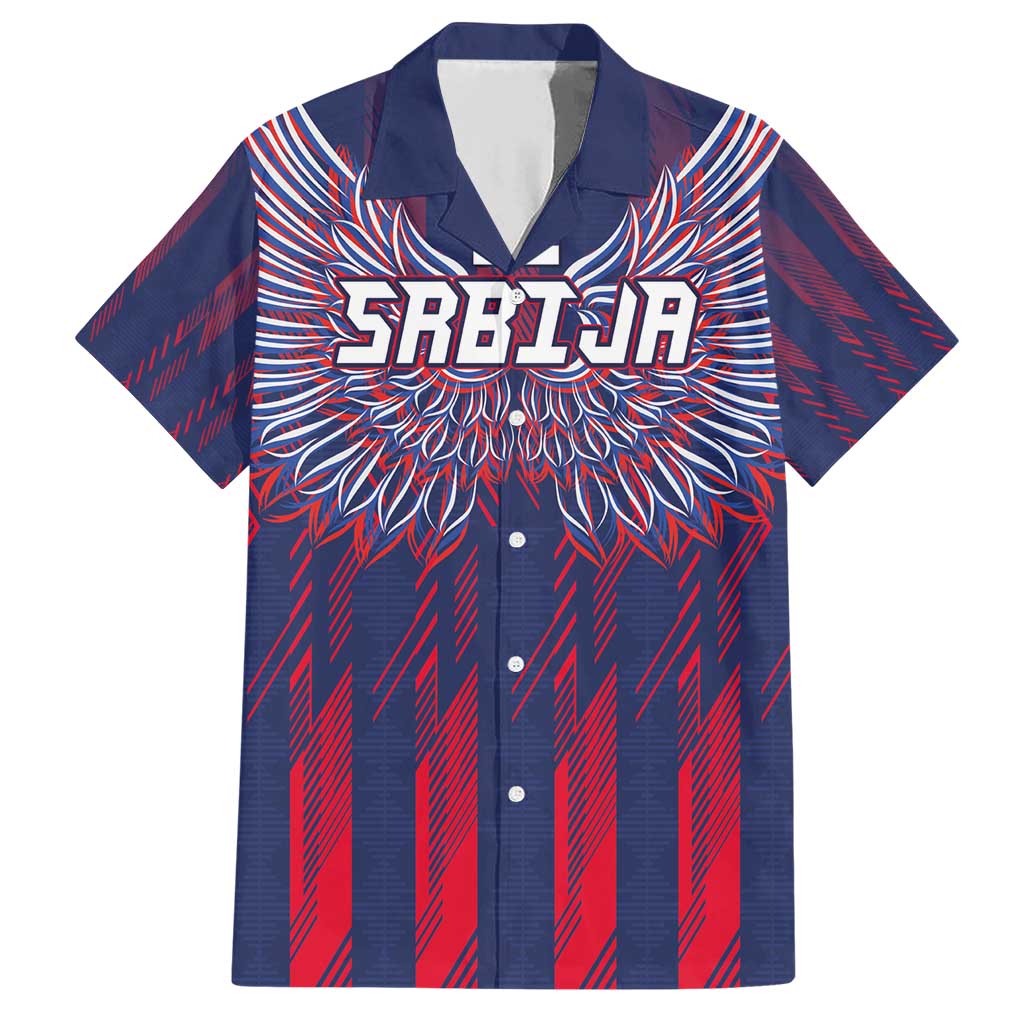 Custom Serbia Sport Fan Jersey Family Matching Short Sleeve Bodycon Dress and Hawaiian Shirt Eagle Wings with Sporty Stripes Style - Wonder Print Shop