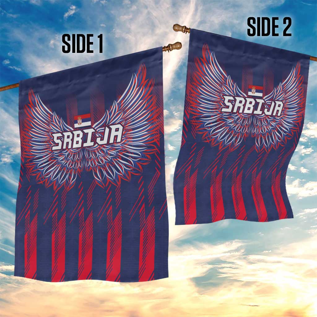 Serbia Sport Fan Jersey Garden Flag Eagle Wings with Sporty Stripes Style - Wonder Print Shop