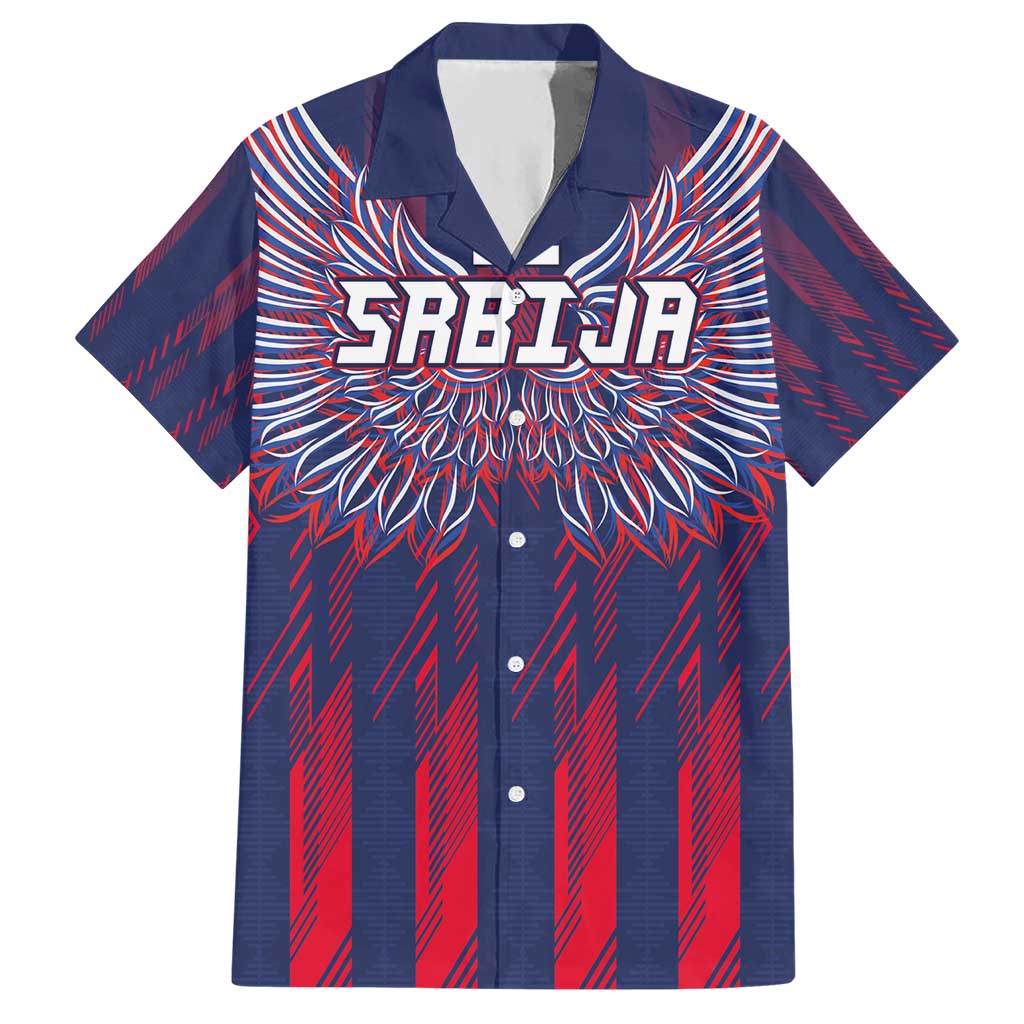 Custom Serbia Sport Fan Jersey Hawaiian Shirt Eagle Wings with Sporty Stripes Style - Wonder Print Shop