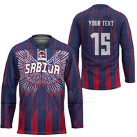 Custom Serbia Sport Fan Jersey Hockey Jersey Eagle Wings with Sporty Stripes Style - Wonder Print Shop