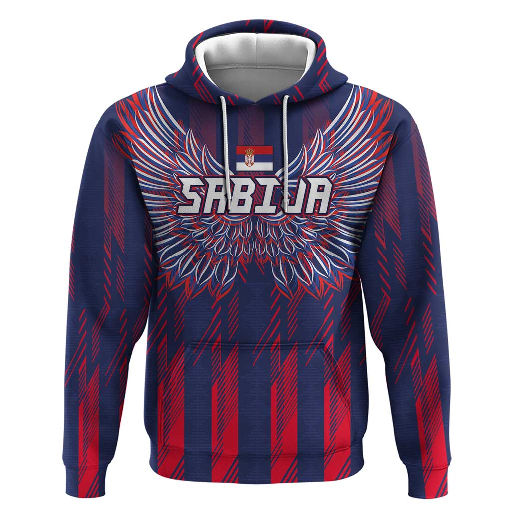 Custom Serbia Sport Fan Jersey Hoodie Eagle Wings with Sporty Stripes Style - Wonder Print Shop