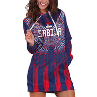Custom Serbia Sport Fan Jersey Hoodie Dress Eagle Wings with Sporty Stripes Style - Wonder Print Shop