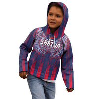 Custom Serbia Sport Fan Jersey Kid Hoodie Eagle Wings with Sporty Stripes Style - Wonder Print Shop