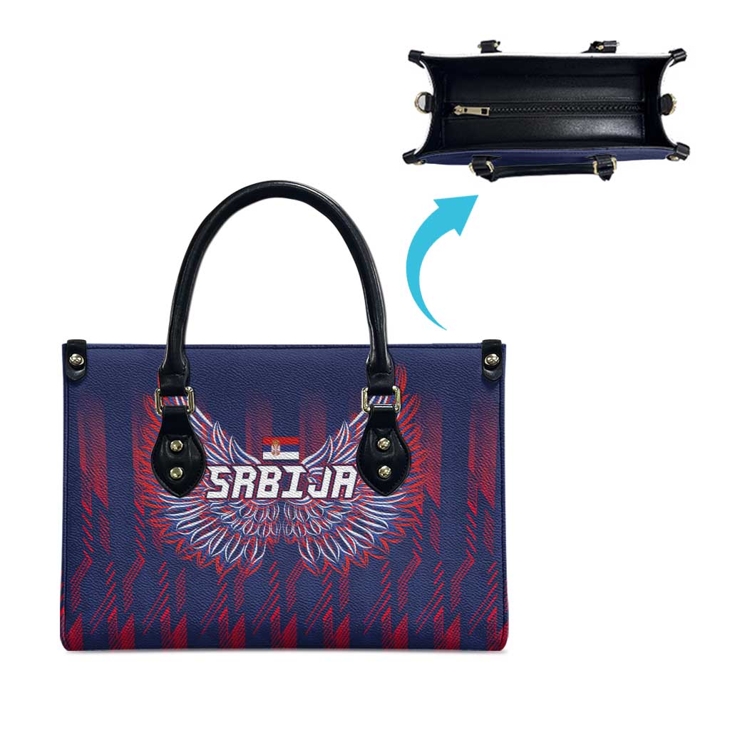Serbia Sport Fan Jersey Leather Bag Eagle Wings with Sporty Stripes Style - Wonder Print Shop