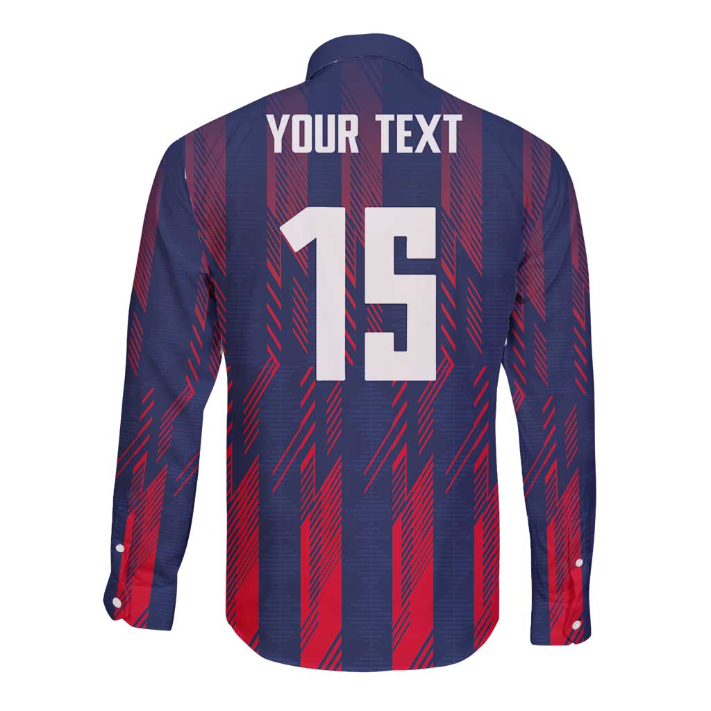 Custom Serbia Sport Fan Jersey Long Sleeve Button Shirt Eagle Wings with Sporty Stripes Style - Wonder Print Shop
