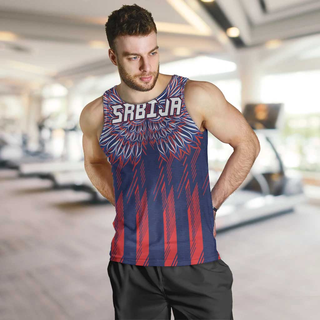 Custom Serbia Sport Fan Jersey Men Tank Top Eagle Wings with Sporty Stripes Style - Wonder Print Shop