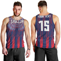 Custom Serbia Sport Fan Jersey Men Tank Top Eagle Wings with Sporty Stripes Style - Wonder Print Shop