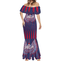 Custom Serbia Sport Fan Jersey Mermaid Dress Eagle Wings with Sporty Stripes Style - Wonder Print Shop