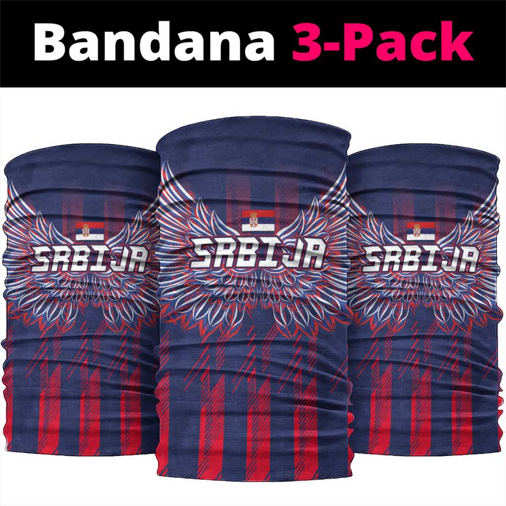 Serbia Sport Fan Jersey Neck Gaiter Eagle Wings with Sporty Stripes Style LT03