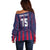 Custom Serbia Sport Fan Jersey Off Shoulder Sweater Eagle Wings with Sporty Stripes Style - Wonder Print Shop