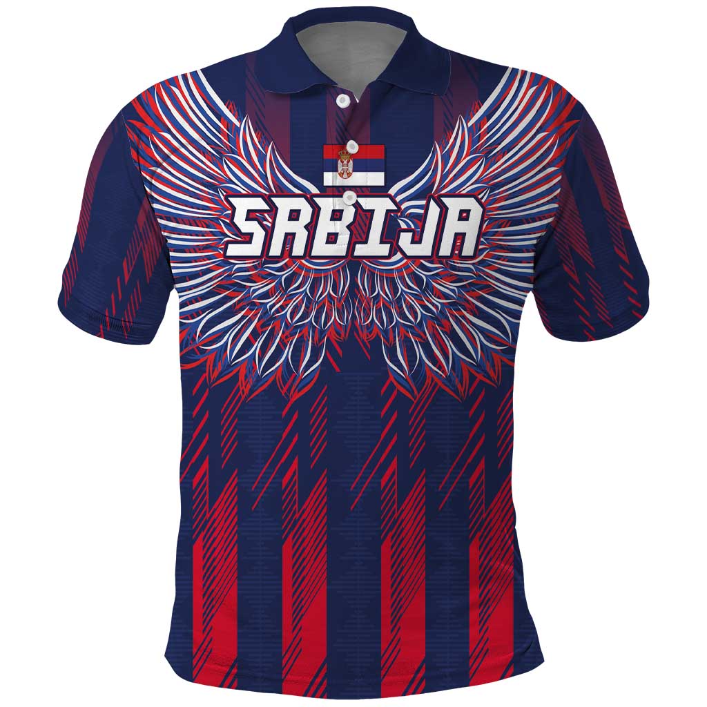 Custom Serbia Sport Fan Jersey Polo Shirt Eagle Wings with Sporty Stripes Style - Wonder Print Shop