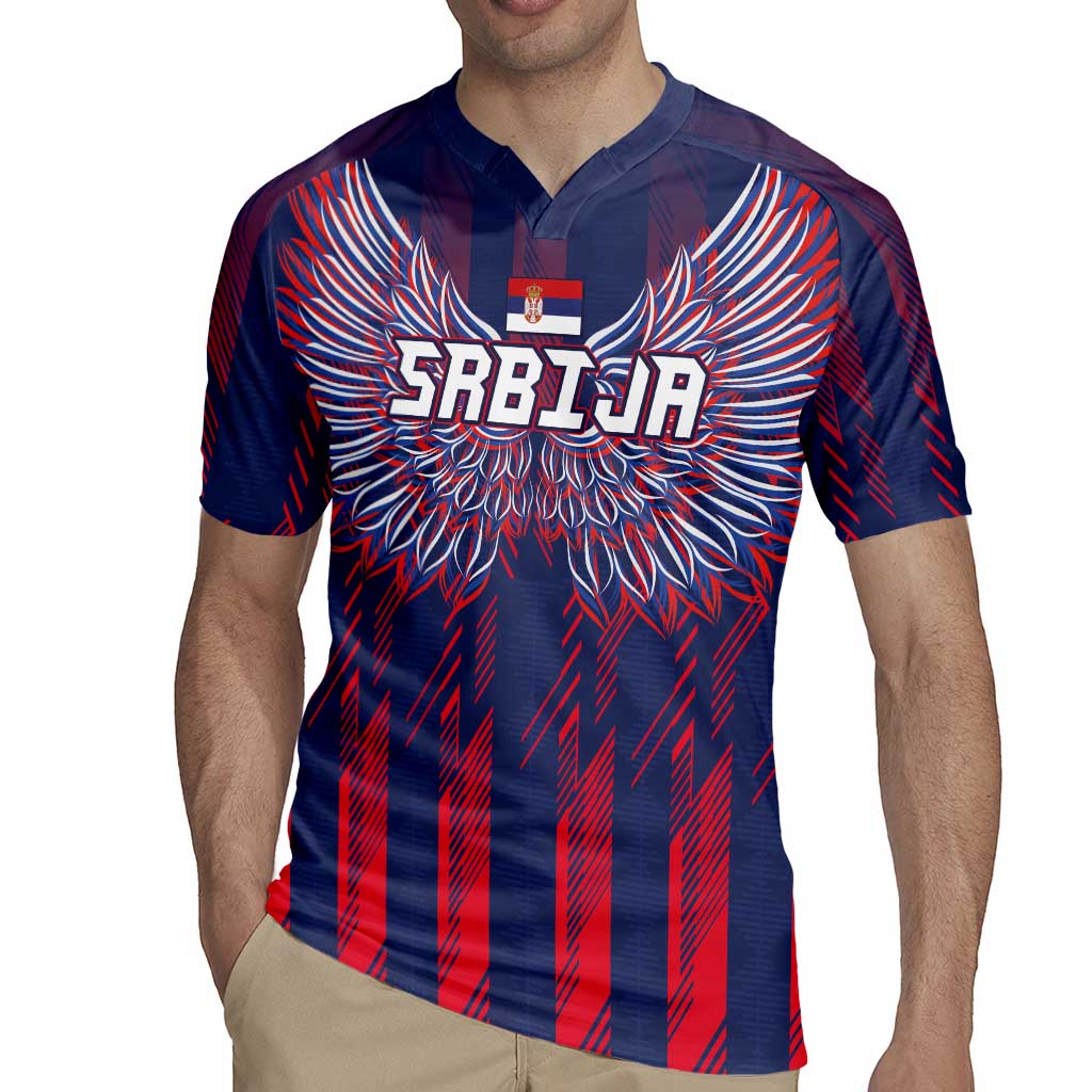 Custom Serbia Sport Fan Jersey Rugby Jersey Eagle Wings with Sporty Stripes Style - Wonder Print Shop