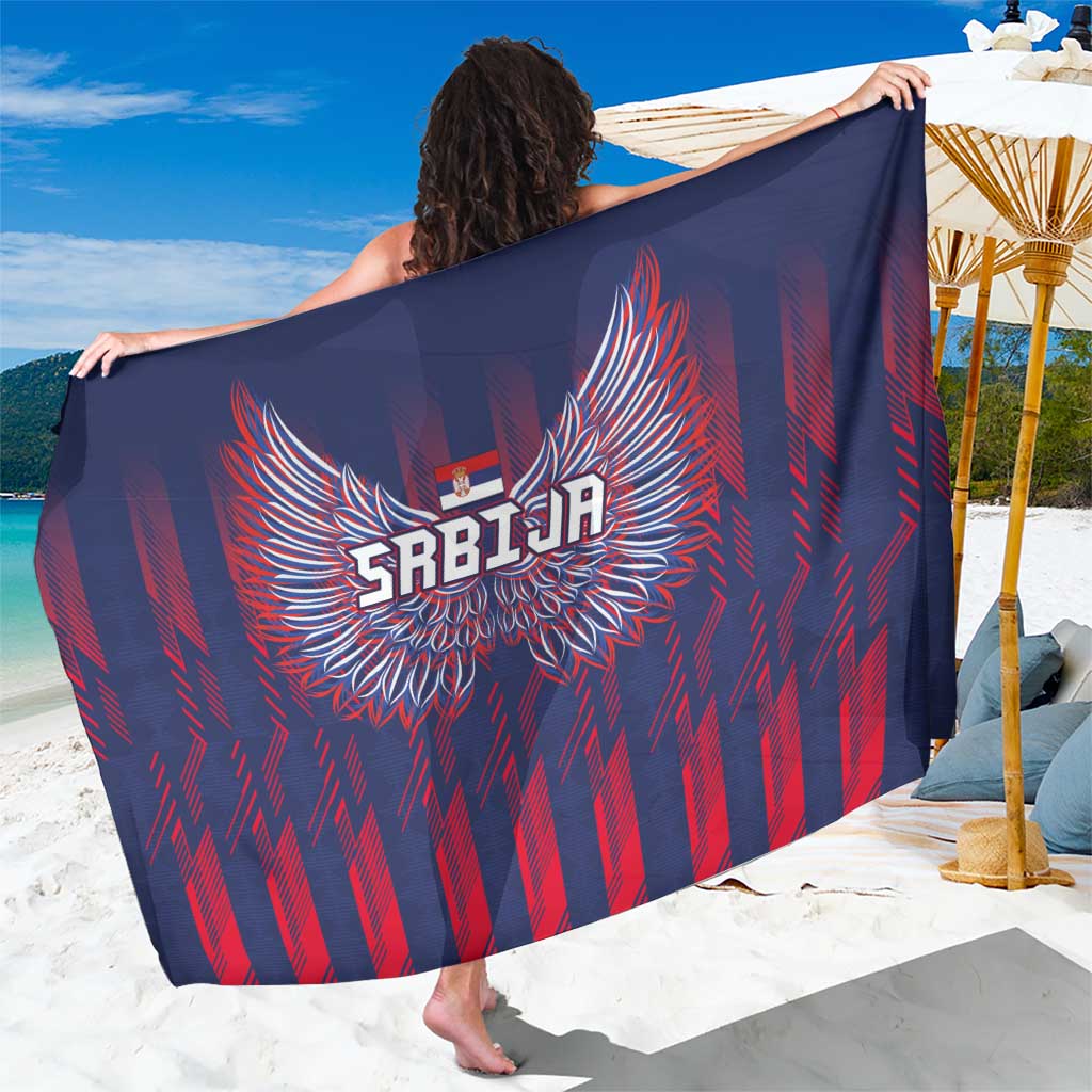 Serbia Sport Fan Jersey Sarong Eagle Wings with Sporty Stripes Style - Wonder Print Shop