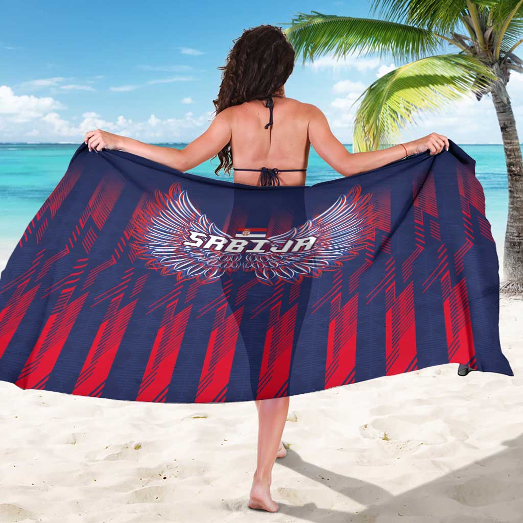 Serbia Sport Fan Jersey Sarong Eagle Wings with Sporty Stripes Style - Wonder Print Shop