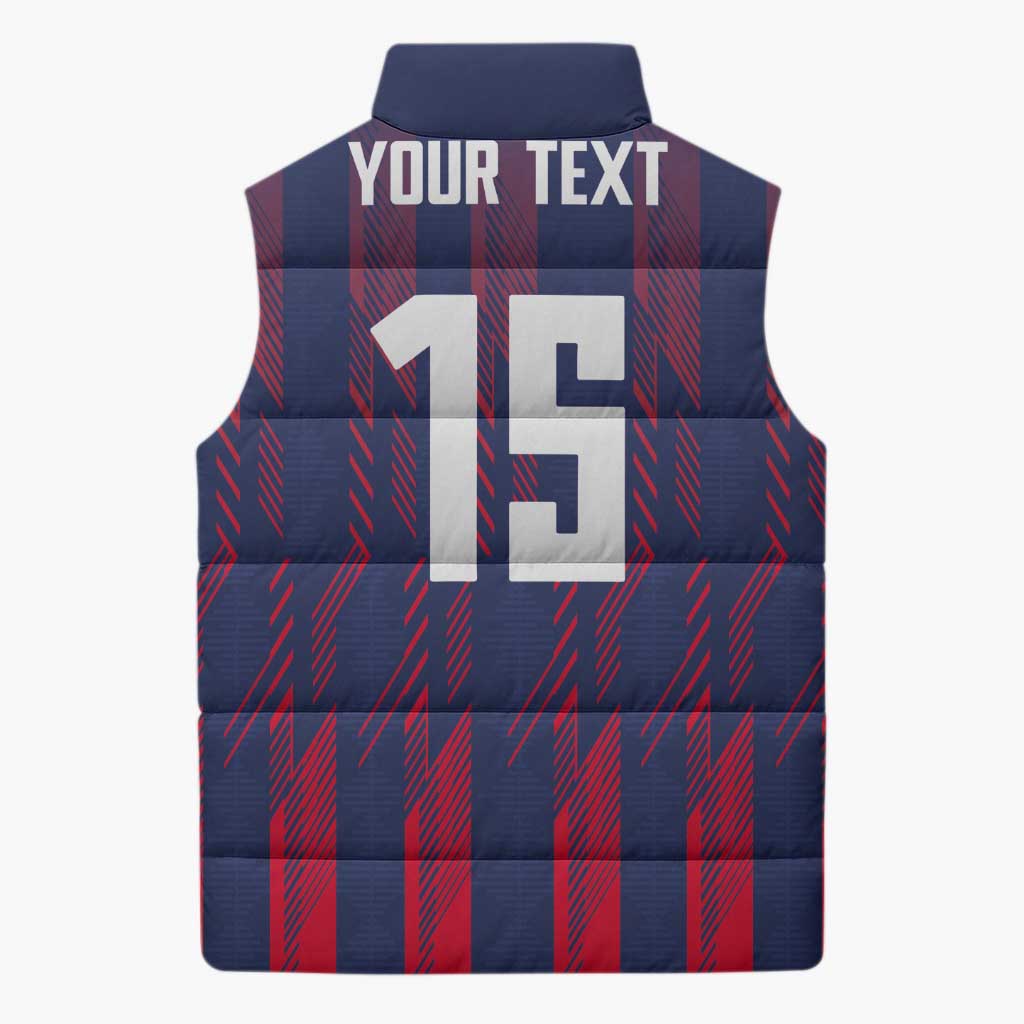 Custom Serbia Sport Fan Jersey Sleeveless Puffer Jacket Eagle Wings with Sporty Stripes Style - Wonder Print Shop