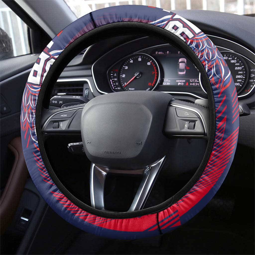 Serbia Sport Fan Jersey Steering Wheel Cover Eagle Wings with Sporty Stripes Style - Wonder Print Shop