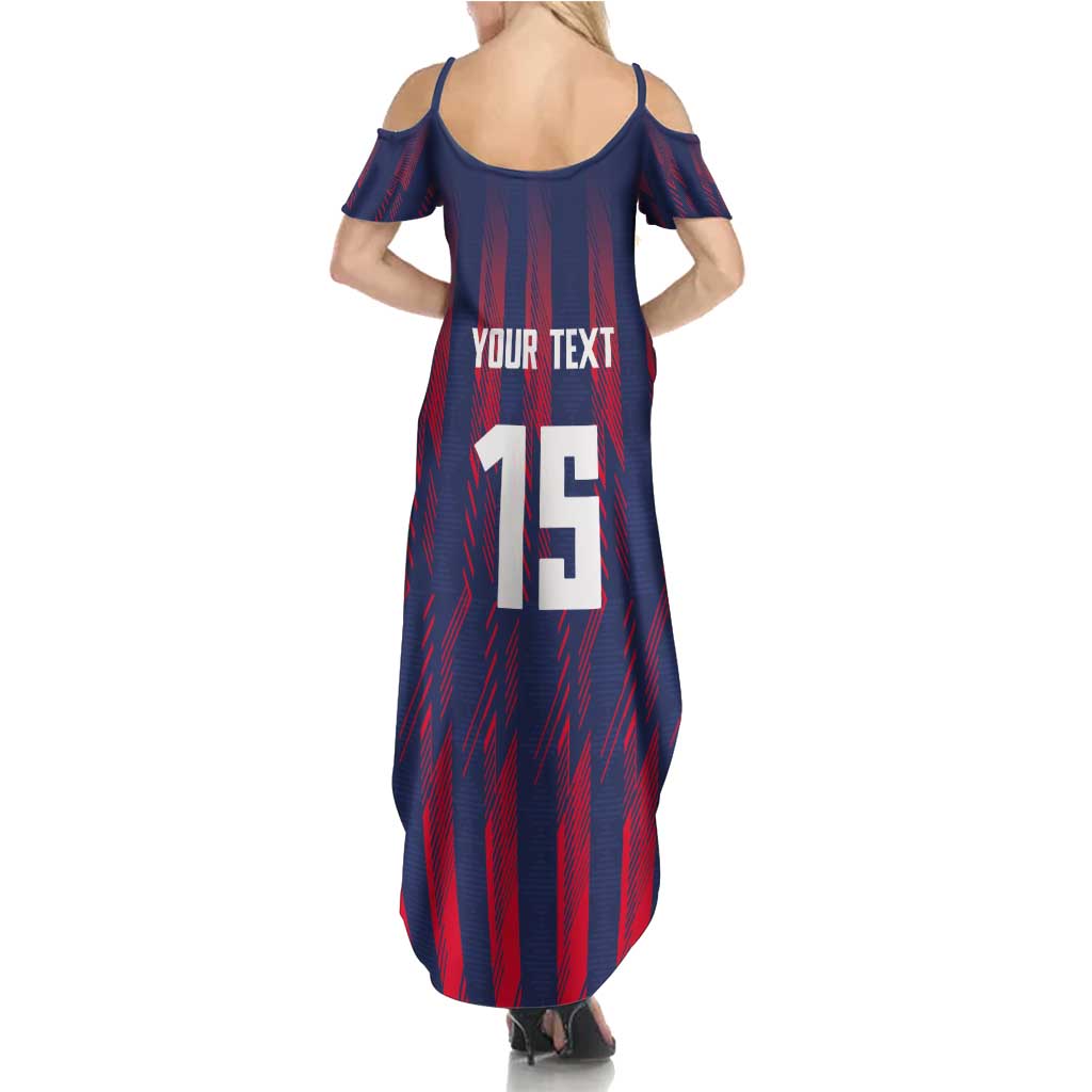 Custom Serbia Sport Fan Jersey Summer Maxi Dress Eagle Wings with Sporty Stripes Style - Wonder Print Shop