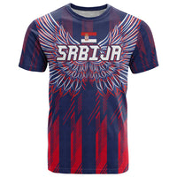 Custom Serbia Sport Fan Jersey T Shirt Eagle Wings with Sporty Stripes Style - Wonder Print Shop